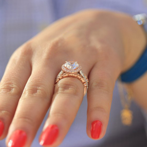Three Piece Rose Gold Diamond Ring Set