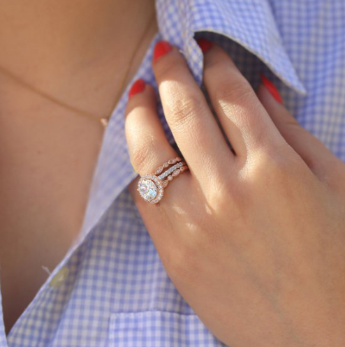 Three Piece Rose Gold Diamond Ring Set