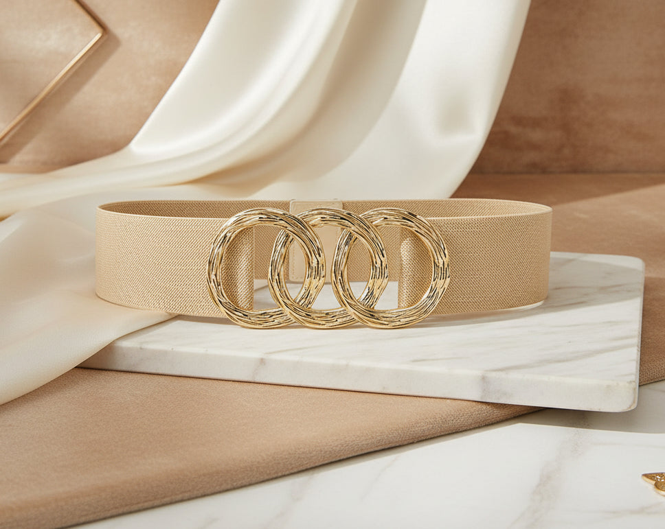 Zinc Alloy Buckle Elastic Wide Belt