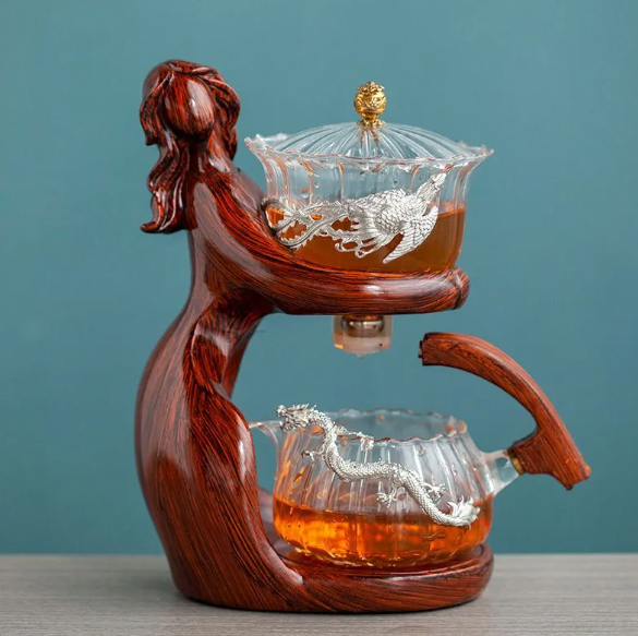 Semi-Automatic Glass Kung Fu Tea Set with Infuser