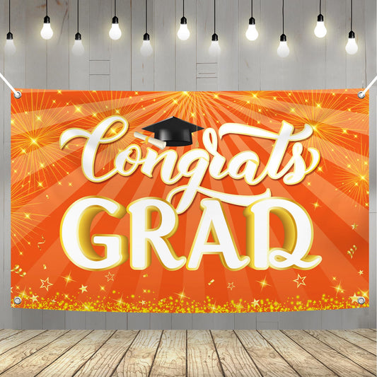 Orange Graduation Banner- 72x44 Inch