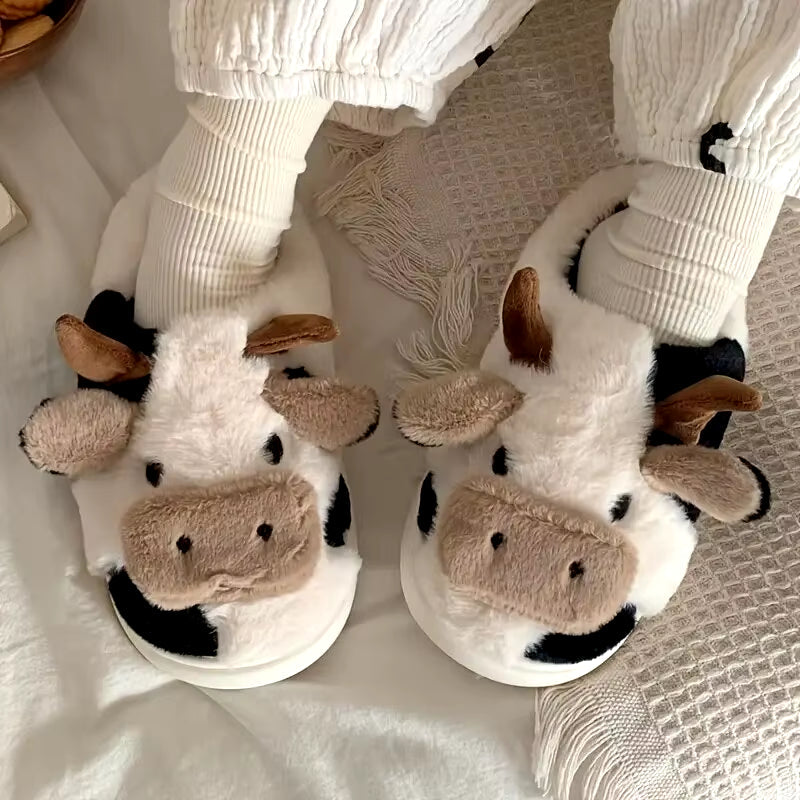 Cartoon Cute Cow House Slippers
