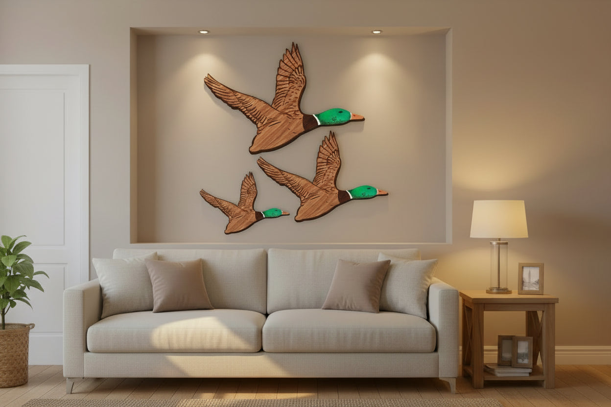 3-Piece Mallard Duck Wood Wall Art Set