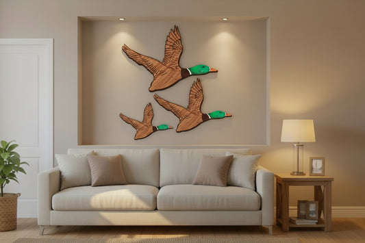 3-Piece Mallard Duck Wood Wall Art Set