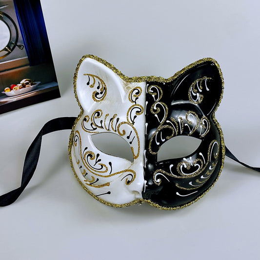 Yin-Yang Cat Half-Face Mask