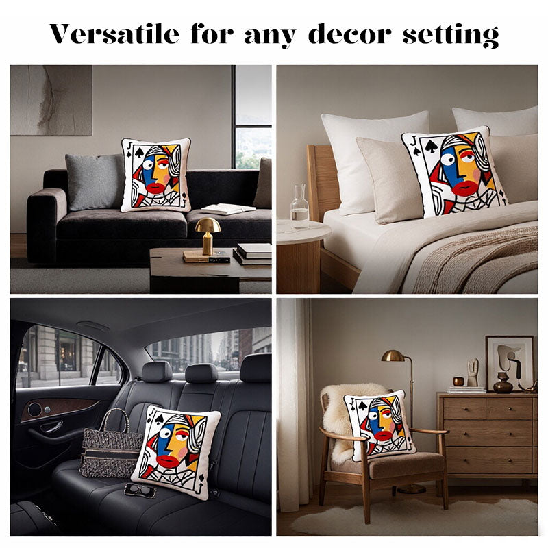 Quirky Embroidered Square Throw Pillow