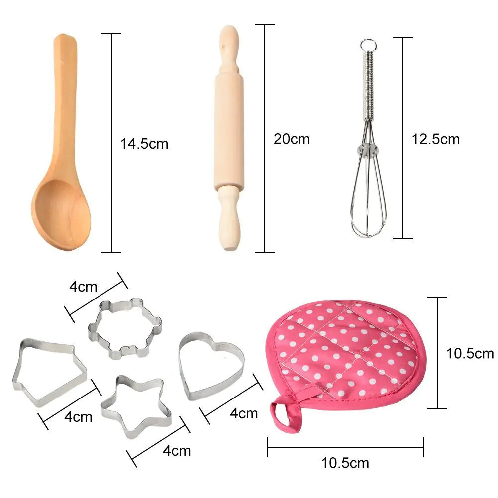 11-Piece Kids Cooking Playset with Apron and Tools