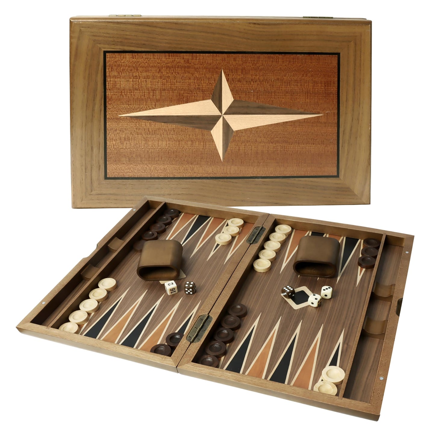 Wooden Folding Backgammon Board Game Set
