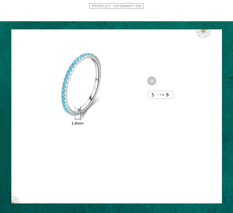 S925 Sterling Silver Turquoise Ring