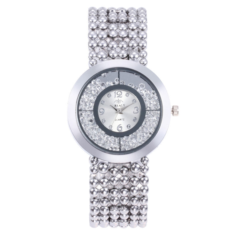Rhinestone Liquid Sand Alloy Watch