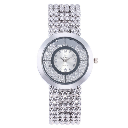 Rhinestone Liquid Sand Alloy Watch