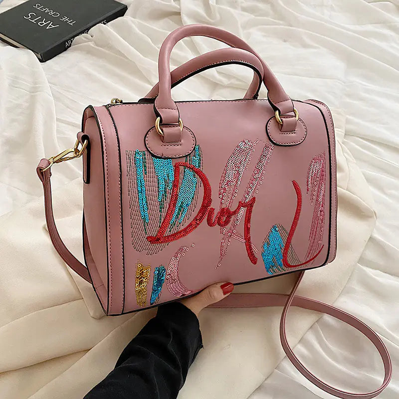 Sequin Embroidered Messenger Bag