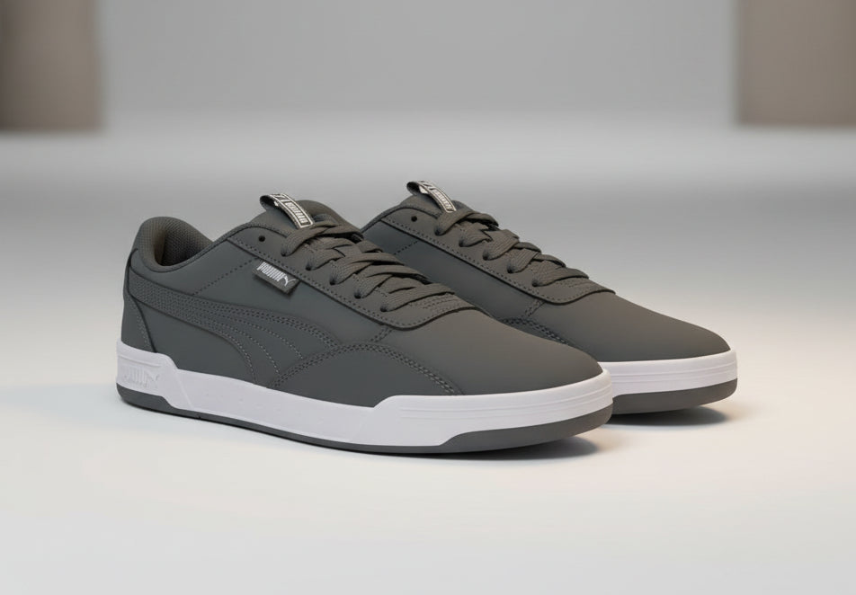 PUMA Men's Gray Faux Leather Soft Foam+ Skate Sneaker-Size 8.5