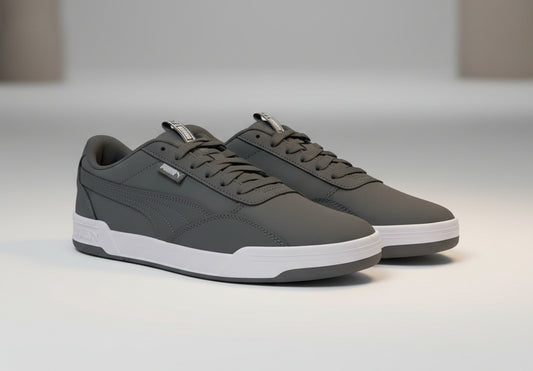 PUMA Men's Gray Faux Leather Soft Foam+ Skate Sneaker-Size 8.5