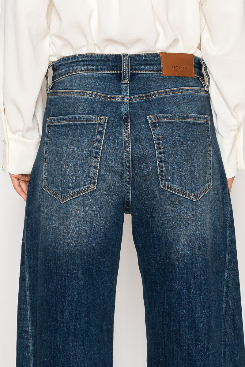 CLEO High Rise Relaxed Tapered Dark Wash Barrel Jeans