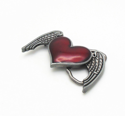 Heart Flag Belt Buckle with Wing Design - Wholesale