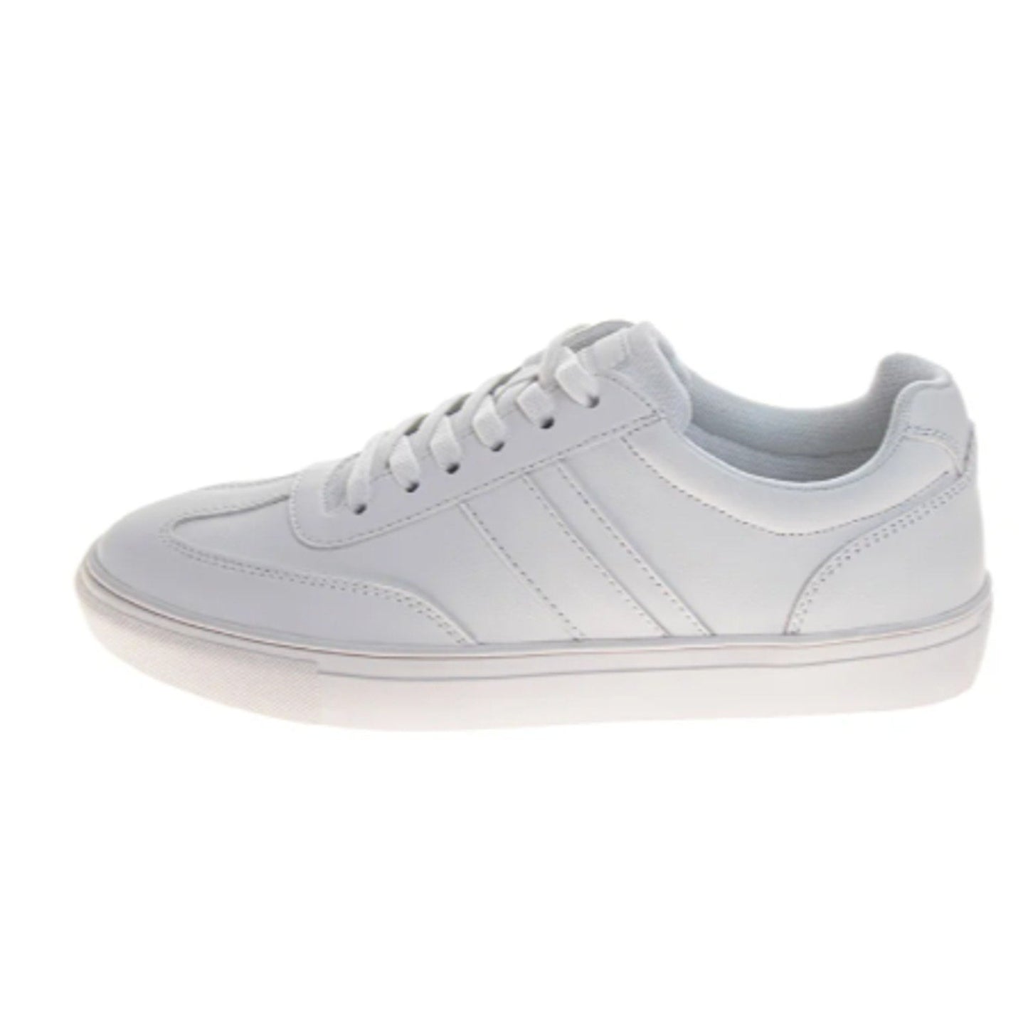 Perry Ellis Men's White Faux Leather Lace Up Low Top Sneakers-Size 10.5