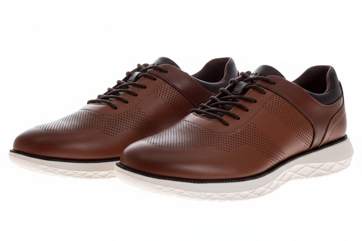 Perry Ellis Men's Brown Faux Leather Lace Up Shoes-Size 10