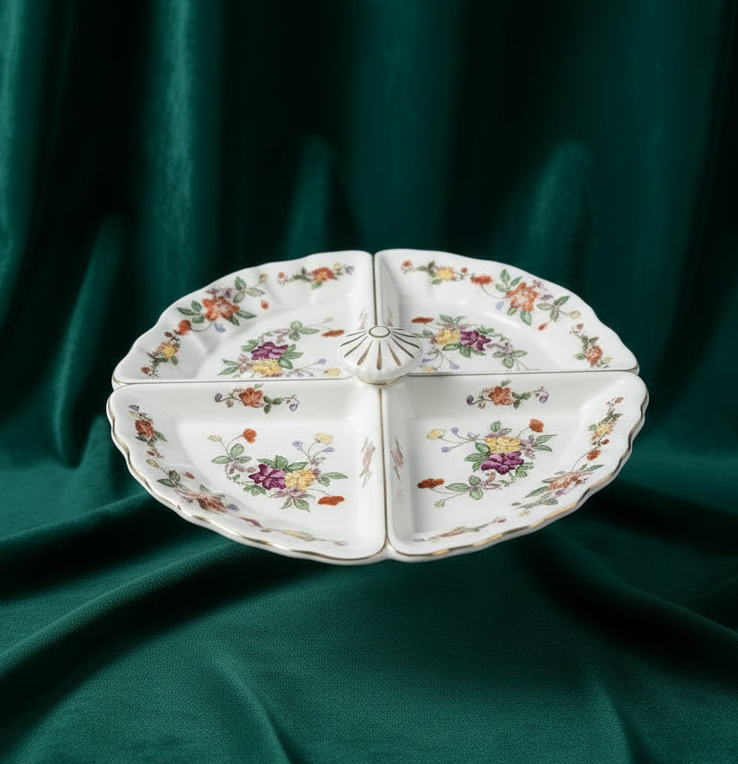Floral Hand Painted Divided Plate Dish