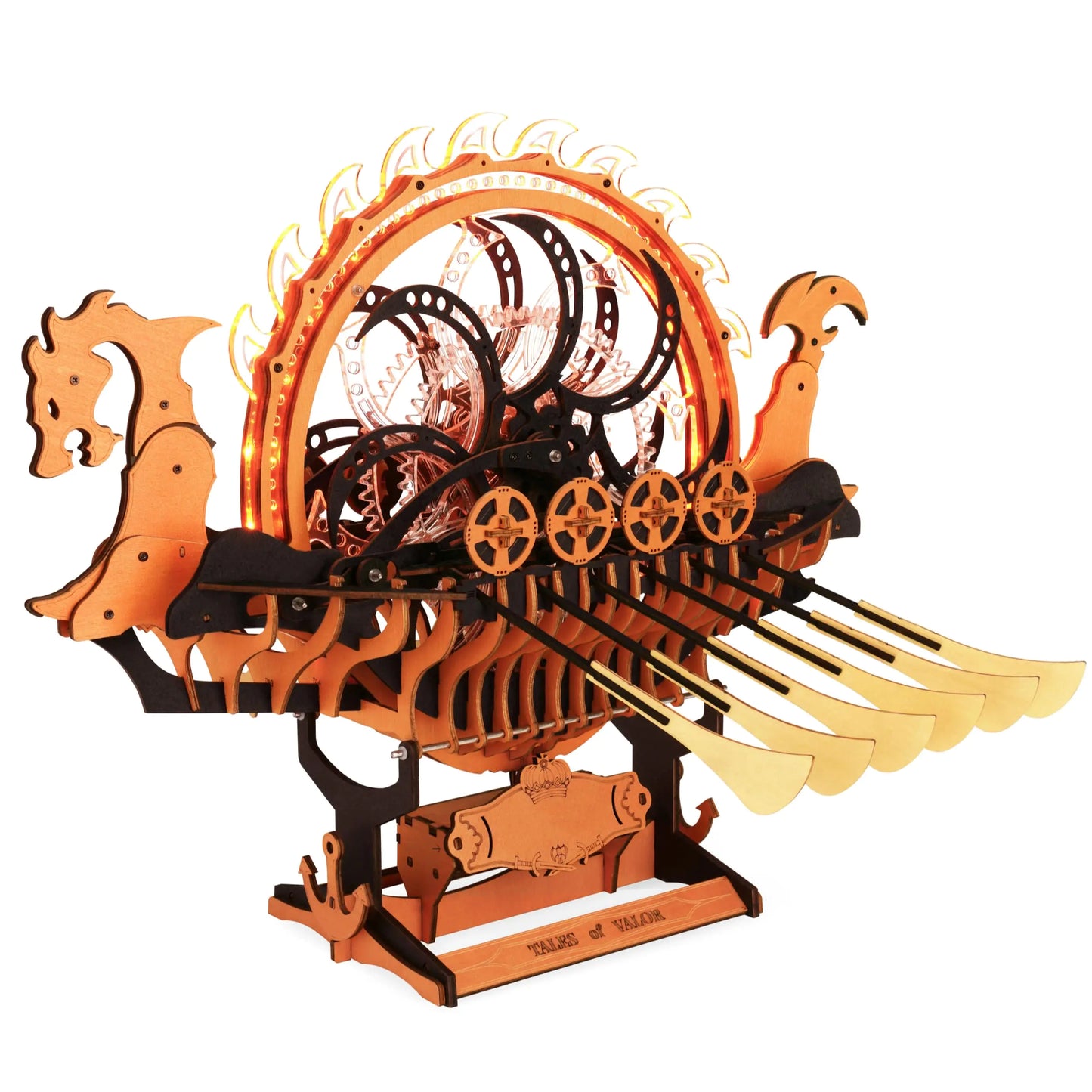 ROBOTIME LK802 Viking Dragon Ship Mechanical Wooden Puzzles 229 Pieces 3D Puzzles for Adults Crafts for Adults Hobby Building Kit