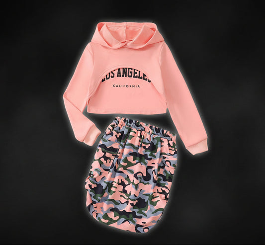 3-Piece Outfit Set – Cami, Hoodie & Skirt Age 9-10