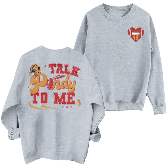 VILOVE Football Season Sweatshirt Women: Game Day Pullover Football Long Sleeve Shirt Causal Football Crewneck Hoodie Grey