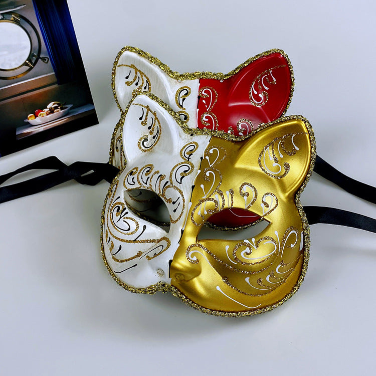 Yin-Yang Cat Half-Face Mask
