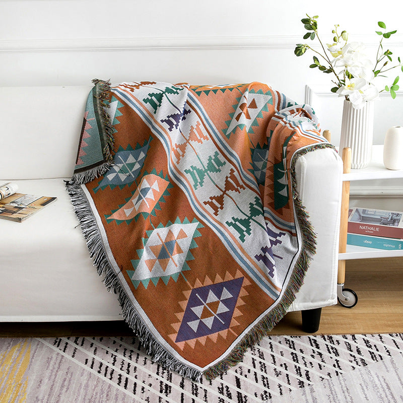 Western Design Thick Cotton Sofa Blanket
