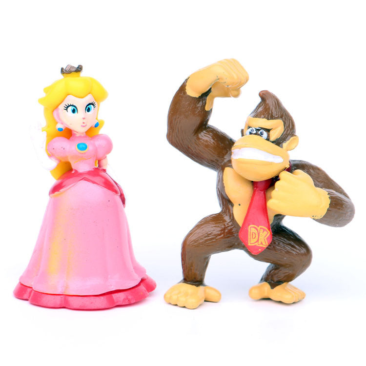 Mario Mushroom Gorilla Figurines for Cake Decor (Set of 10)