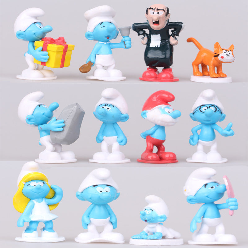 Popular 12 Models of Smurf Blue Baby Cake Figurines