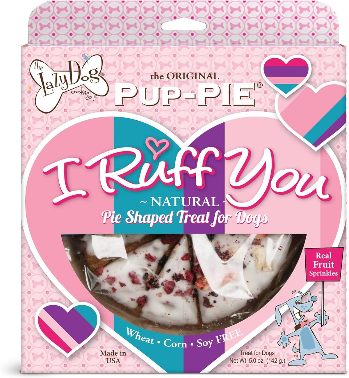 Lazy Dog Cookie Co. I Ruff You Pup-PIE Dog Treat, 6-Inch, 5 oz