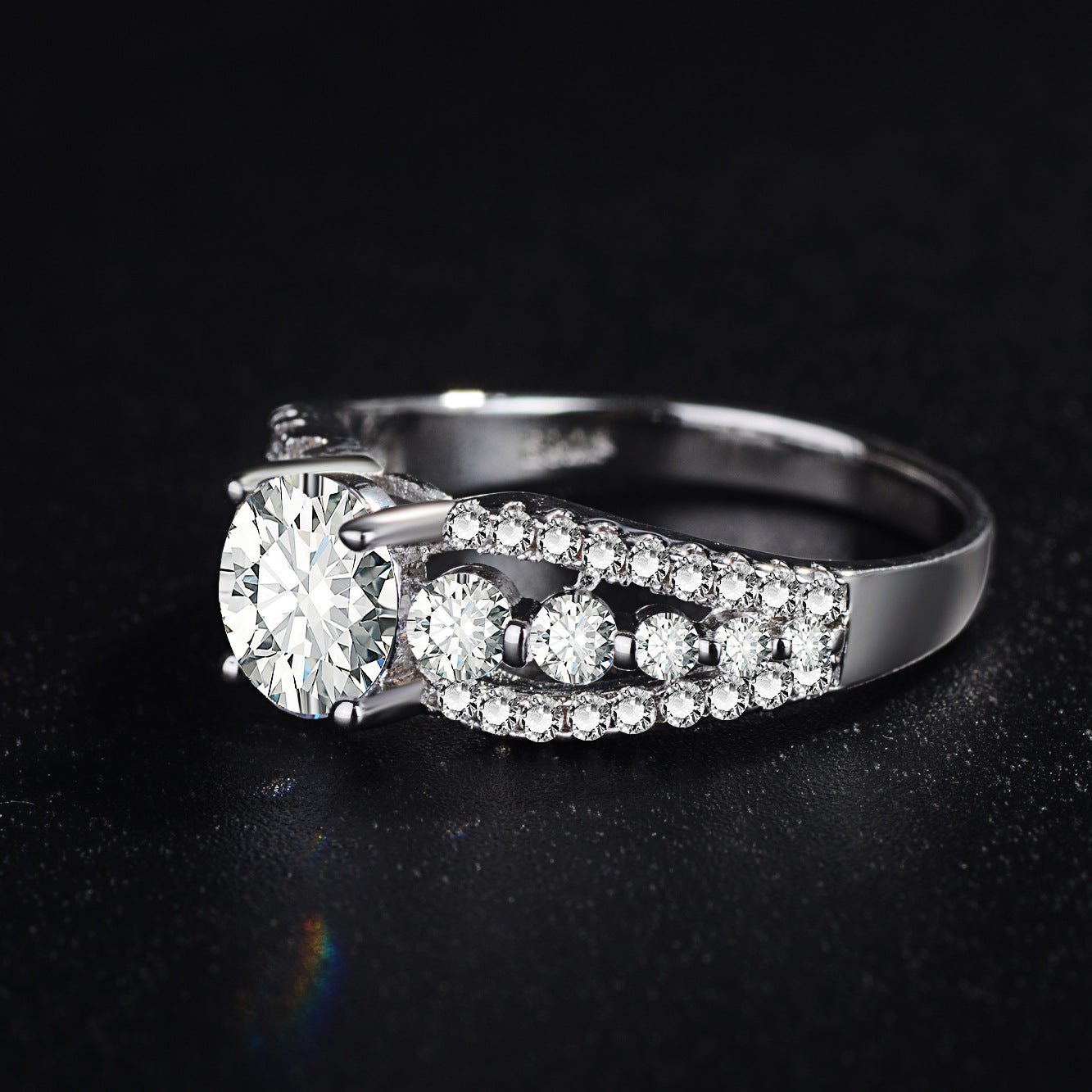 Bold Zircon Statement Ring | White Copper