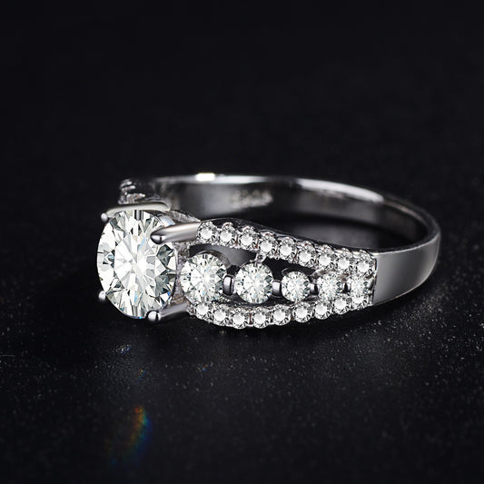 Bold Zircon Statement Ring | White Copper