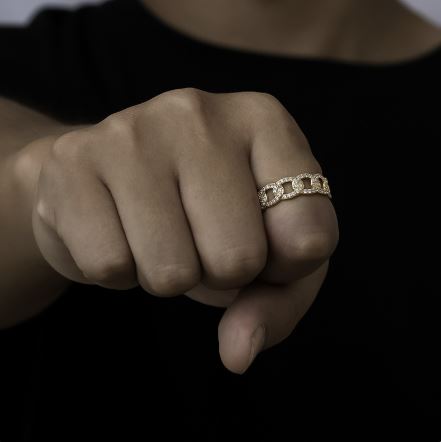 Cuban Diamond Stud Ring