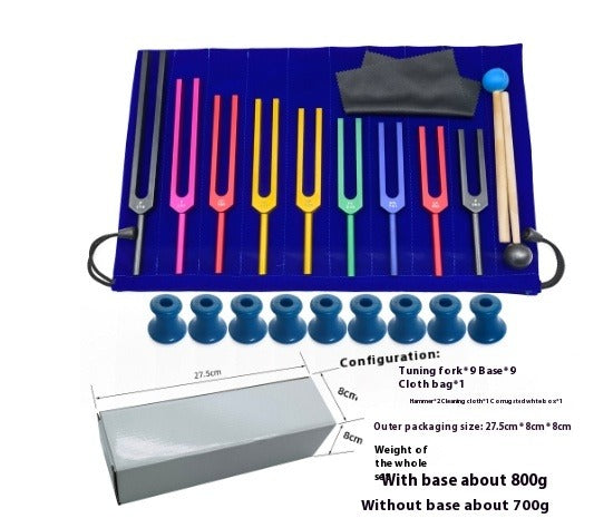 Solfeggio Tuning Fork Set, 9-Color Aluminum Alloy