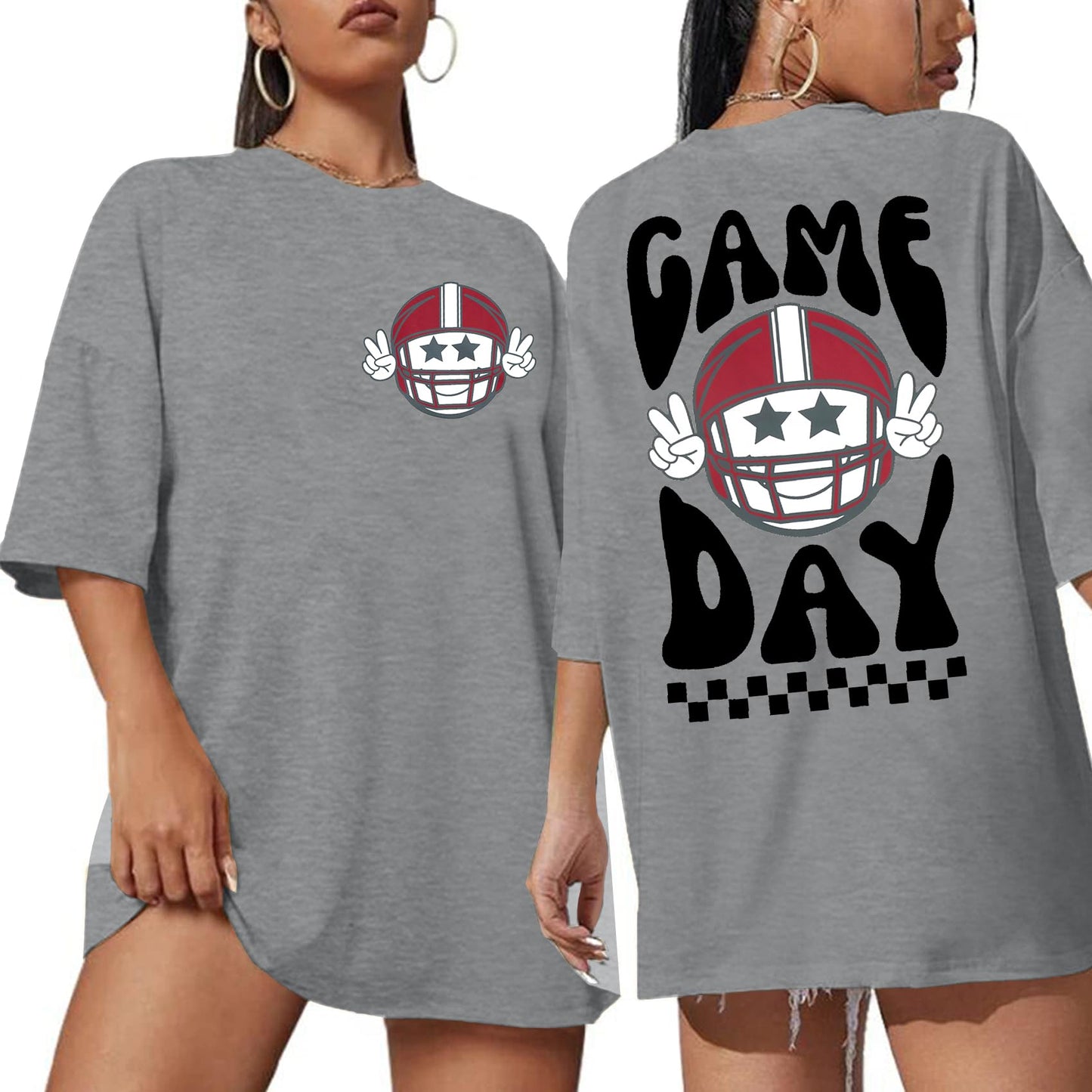 Oversized Game Day Football Graphic Tee – Size Large