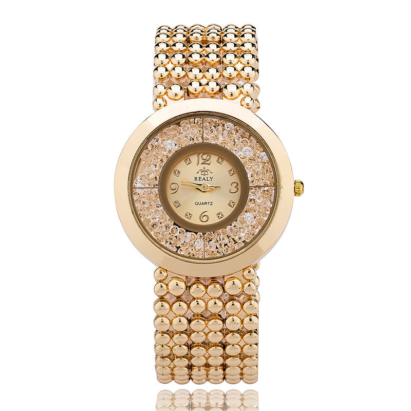 Rhinestone Liquid Sand Alloy Watch