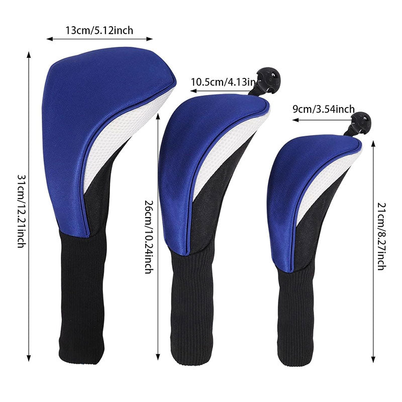 3-Piece Long-Neck Golf Club Headcover Set