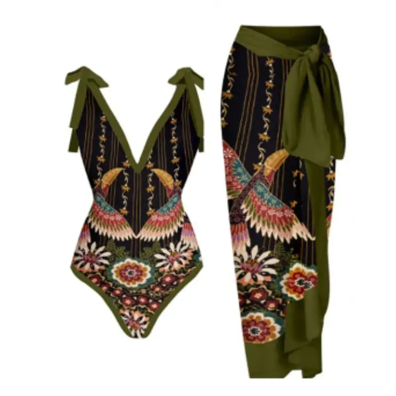 Vintage Printed One Piece Swimsuit