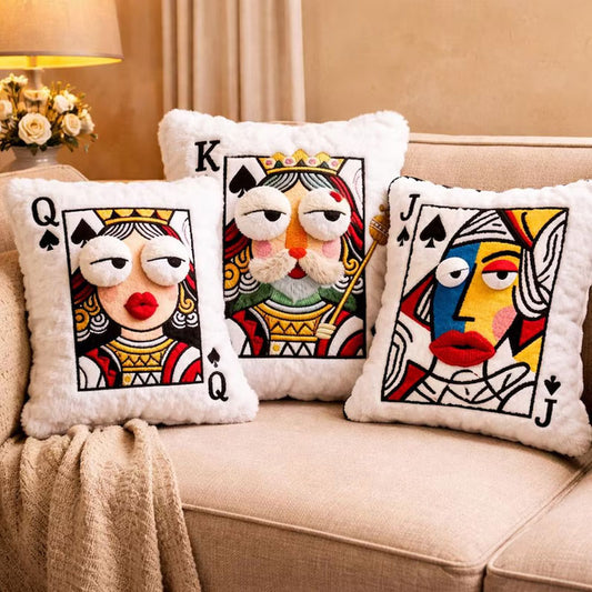 Quirky Embroidered Square Throw Pillow