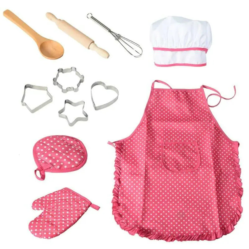 11-Piece Kids Cooking Playset with Apron and Tools