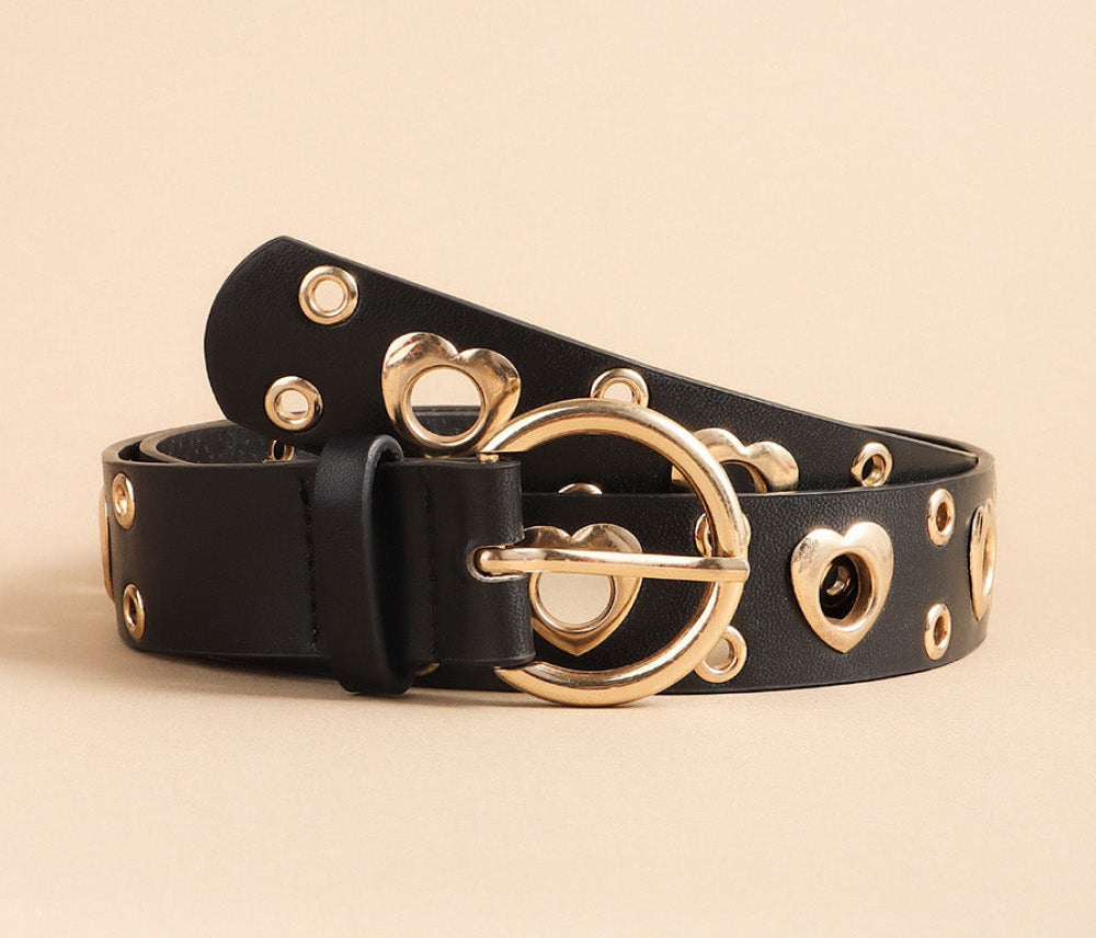 Heart Shape Alloy Detail PU Leather Belt