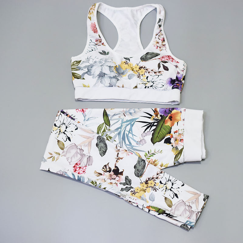 Floral Print Yoga Set - Bra & Leggings Outfit