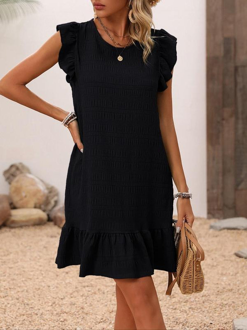 Women’s Boho Ruffle Trim Smock Dress *Multiple Colors*