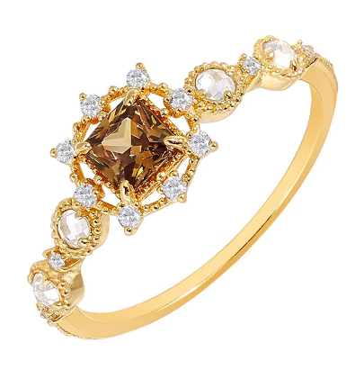 S925 Silver Gold Plated Natural Garnet Ring