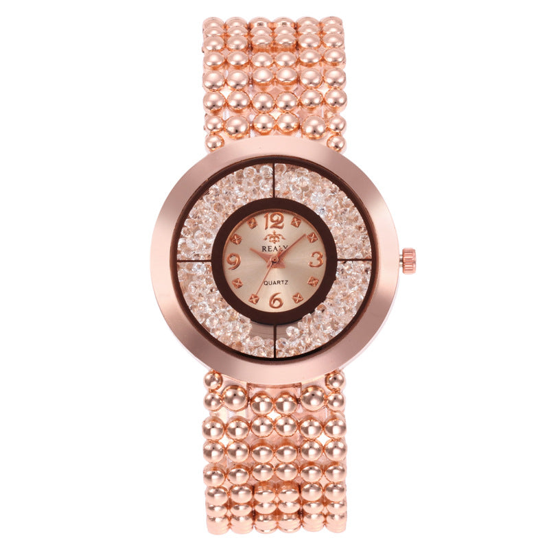 Rhinestone Liquid Sand Alloy Watch