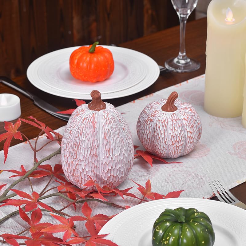 2PCS White Resin Pumpkins