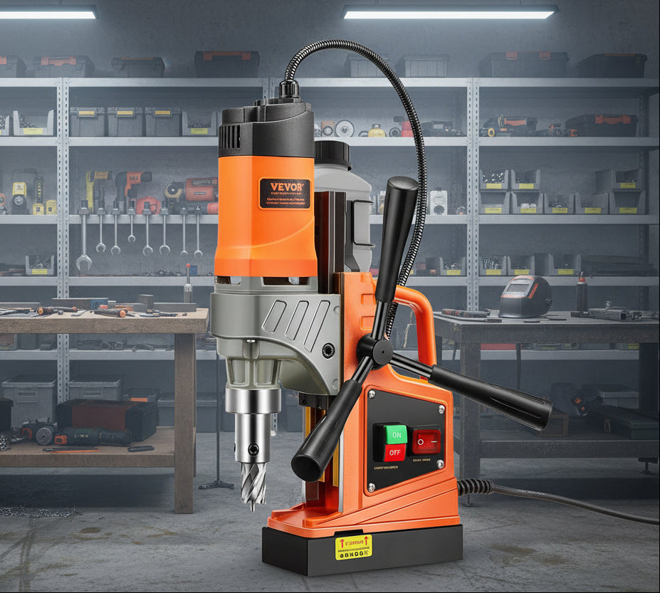 VEVOR Mag Drill Press, 1300W 1.57" Boring Diameter, 2922lbf Power Portable Magnetic Drill, 810 PRM, 11Pcs Drill Bits Electric Drilling Machine for Metal Surface, Industrial and Home Improvement