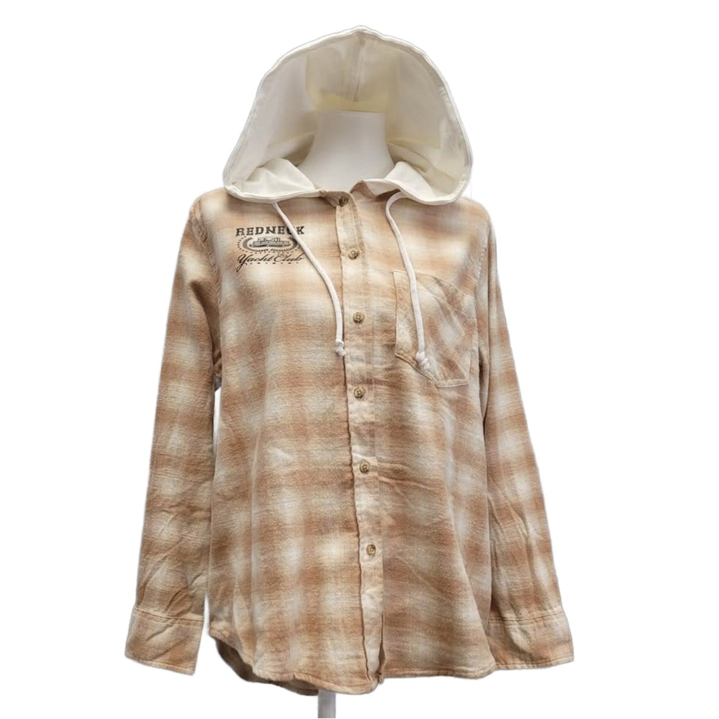 Hand Printed Women's Redneck Yacht Club Flannel Hoodie- XXL