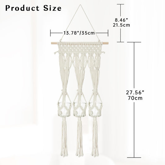 Macrame Wall Hanging Shelf with 3 Glass Vases